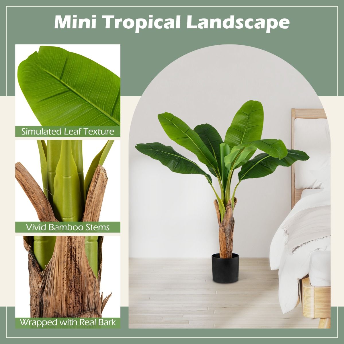 Coast Kunstplant Set - Tropische Palm en Paradijsvogelplant - 2 stuks - 107 cm - Groen