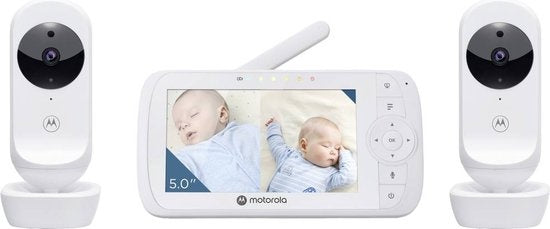 Motorola Nursery VM35-2 - Babyfoon met Ingebouwde Microfoon - 2 Cameras met Nachtvisie  - 5 Inch Scherm - Wit