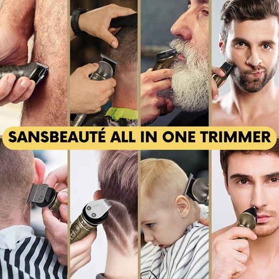 6-in-1 Baardtrimmer Mannen - Incl. 6 opzetstukken - Sansbeauté® - Tondeuse - 0.5-15MM