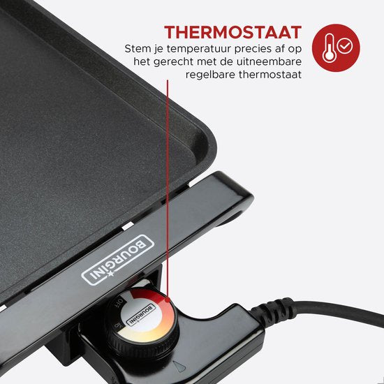Bourgini Grillplaat XXL - Bakplaat - Grill apparaat - 90 x 24 cm - Teppanyaki - 8-10 personen - Anti-aanbaklaag - 2200W
