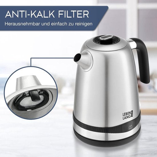 Lebenlang LBE2662 Waterkoker - 1.7L - RVS - BPA vrij - 2200W - RVS