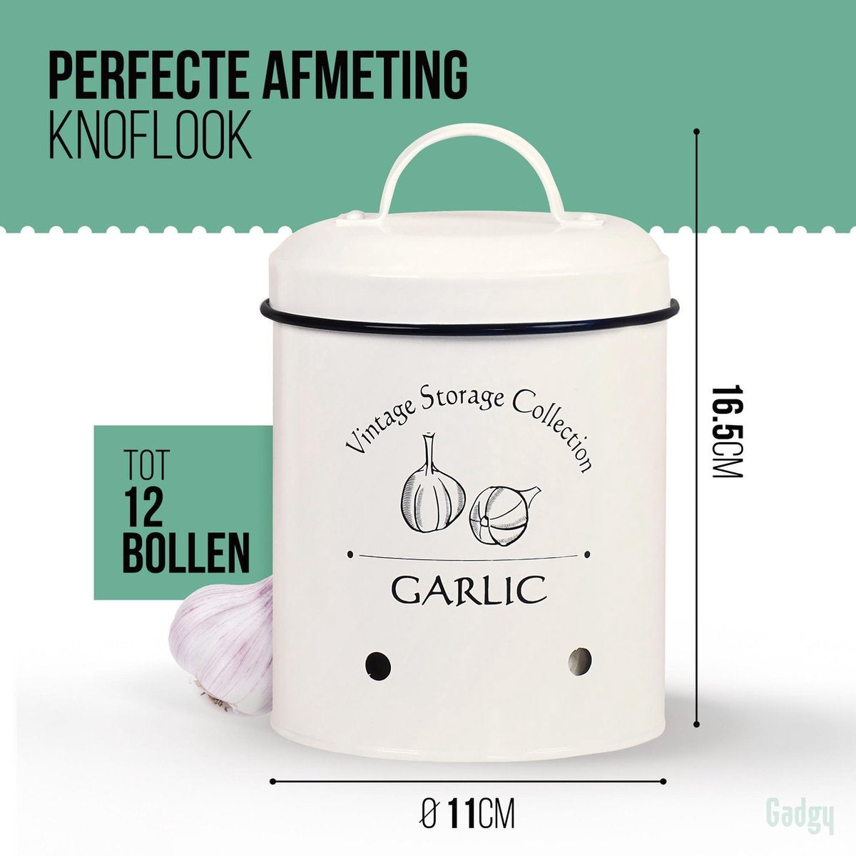 Gadgy Voorraadpotten Set van 3 stuks - Aardappelpot - Uienpot - Knoflookpot – INCL Deksel – Bewaardoos