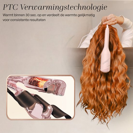 Sansbeauté® Wave Krultang 32mm - Wafeltang - Keramische Haarkruller Beach Waves - Mermade Hair Waves - Mermaid Waves Krultang - Wavy Hair - Krultangen - The Waver - Haarstyler Hair Curler - Dunne en Dikke Crimper