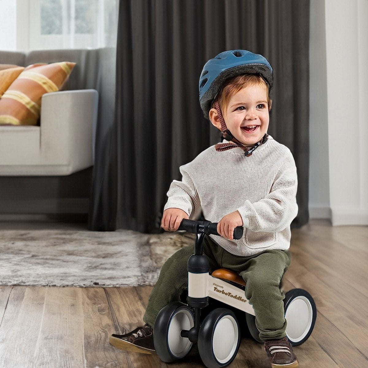LifeGoods - TurboToddler Loopfiets - Vanaf 1 jaar - Kinderstep - Crème