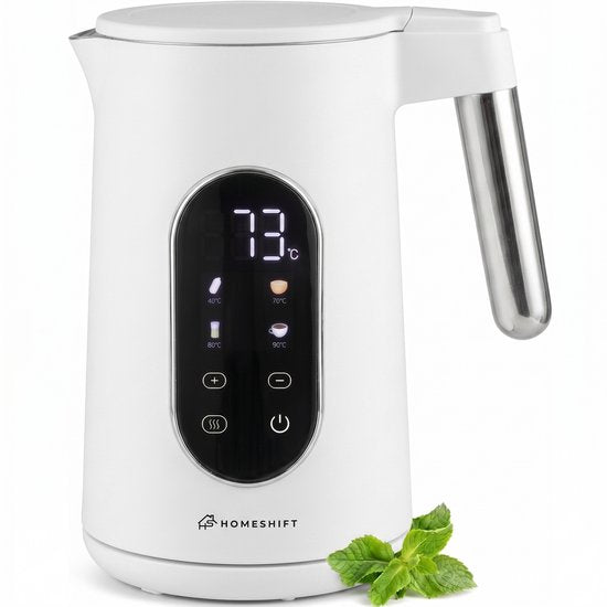 HomeShift® Waterkoker met Temperatuurregeling - Warmhoudfunctie - Dubbelwandig - Elektrisch - 1,7 Liter - 2200W - Wit