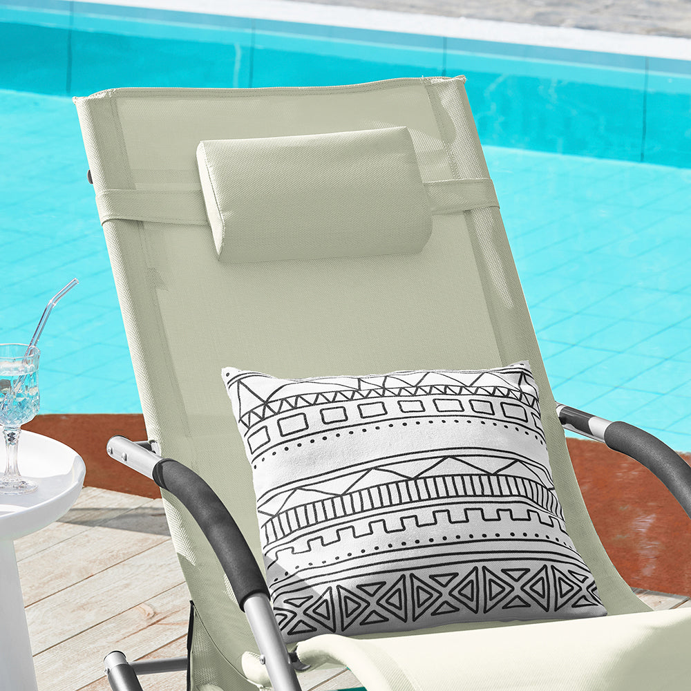 SoBuy OGS28-MI Ergonomische Ligstoel | Swingstoel | Schommelstoel | Beige | 143 x 57 x 85 cm