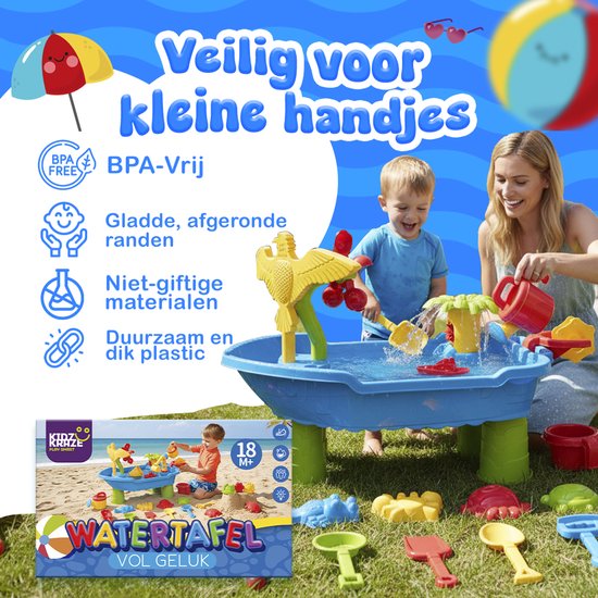 KidzKraze® Watertafel M - Buitenspeelgoed – Sensorisch Speelgoed - Activiteiten Tafel – Waterbaan - Zandtafel Voor Kinderen - Waterspeeltafel Speelgoed - Incl. Accessoires