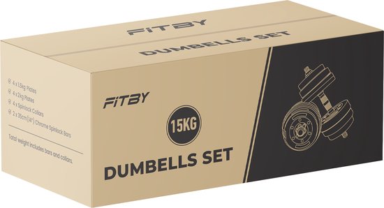 Fitby Dumbells - Dumbbells - Gewichten set - Verstelbare Dumbells - Halterset - Dumbell Set - 15 kg