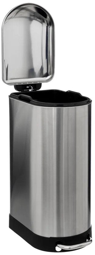 5Five Prullenbak/pedaalemmer Ariane - zilver - rvs metaal - 30 liter - 42 x 25 x 62 cm - keuken