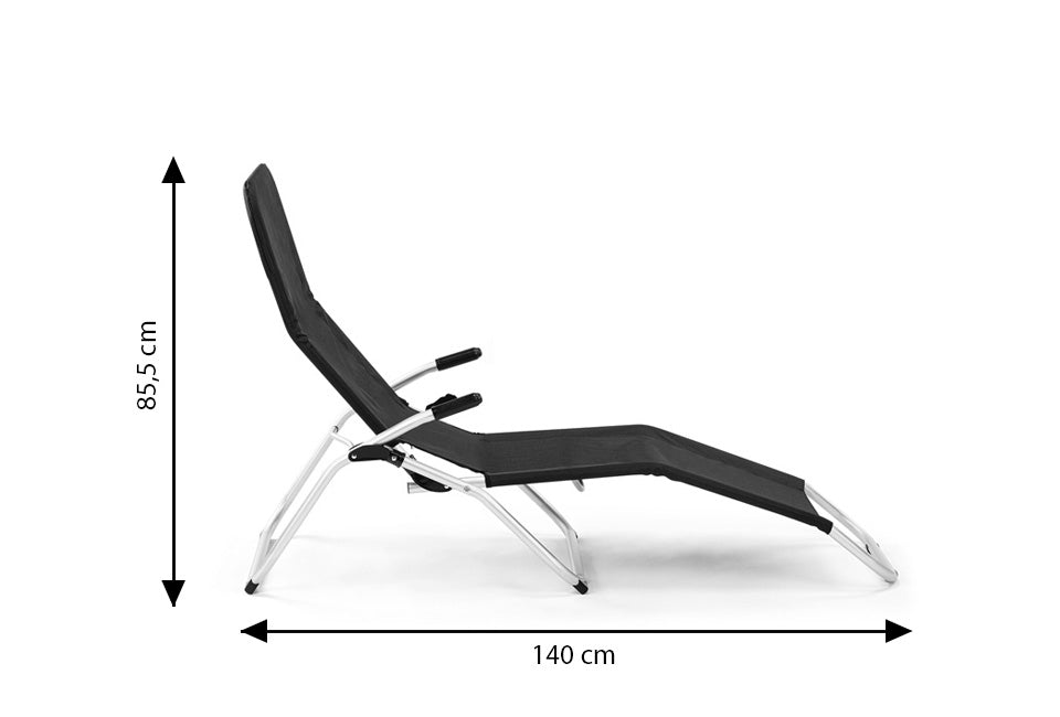 Hortensus Ligstoel - Set van 2 - Max. 110kg - 140 x 61 x 85,5cm Zwart