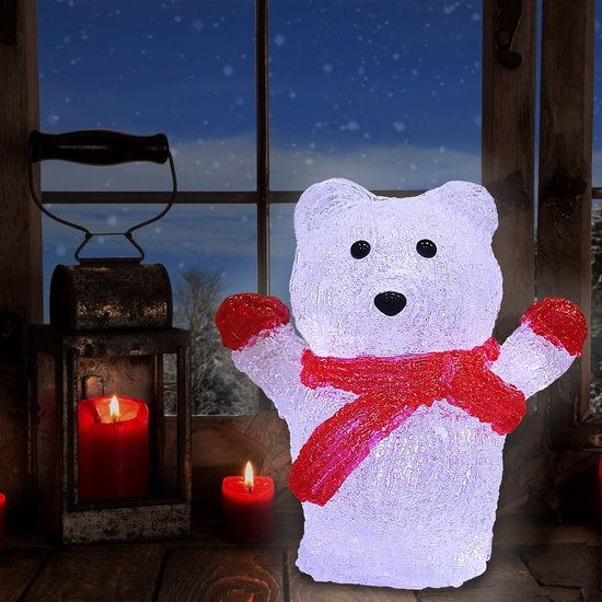 Monzana Kerst Ijsbeer LED Figuur - Op Batterijen - 15x11x18-5 Cm