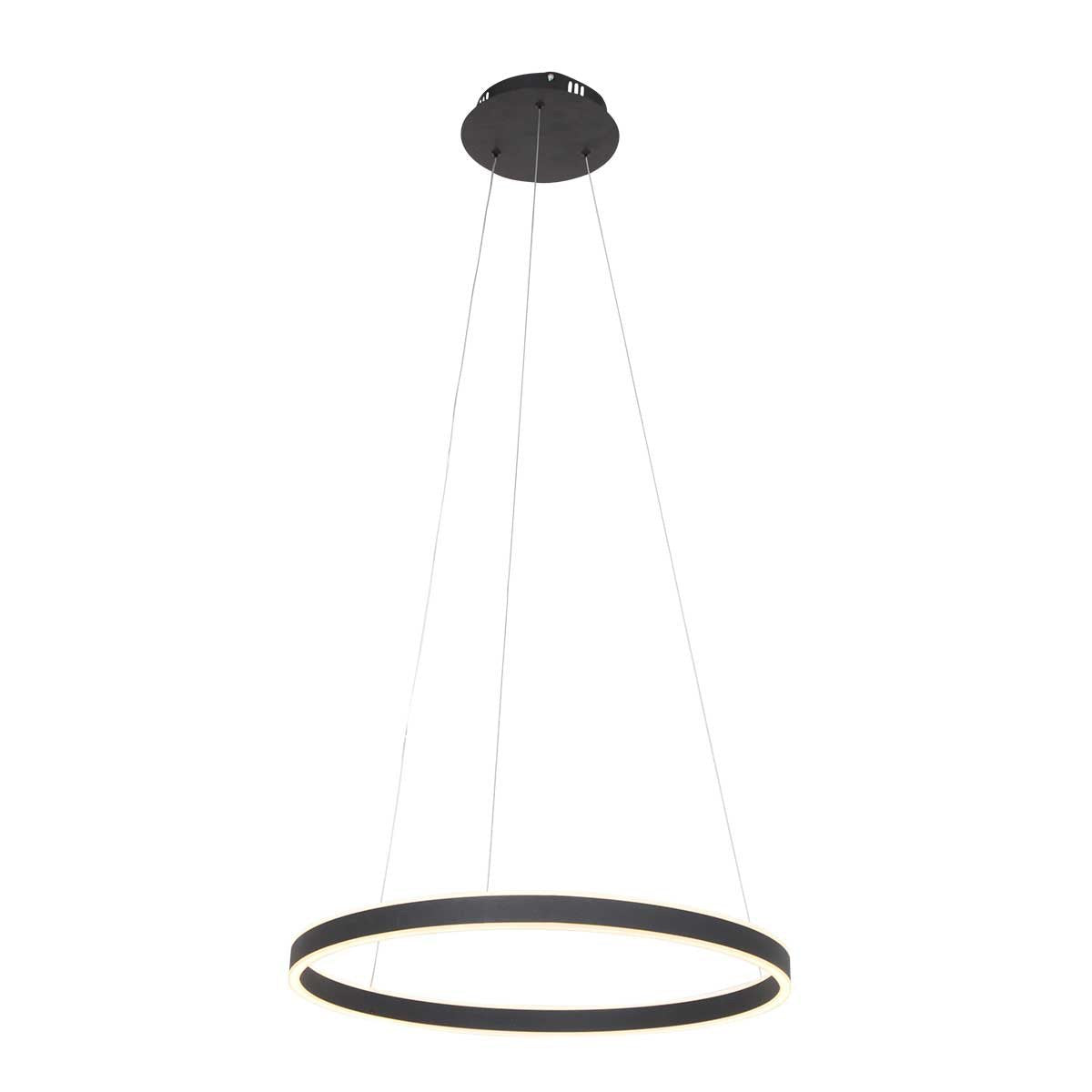 Hanglamp Ringlux 3502ZW Zwart 60cm Design Metaal Steinhauer - Hoogte instelbaar, ideaal voor binnengebruik