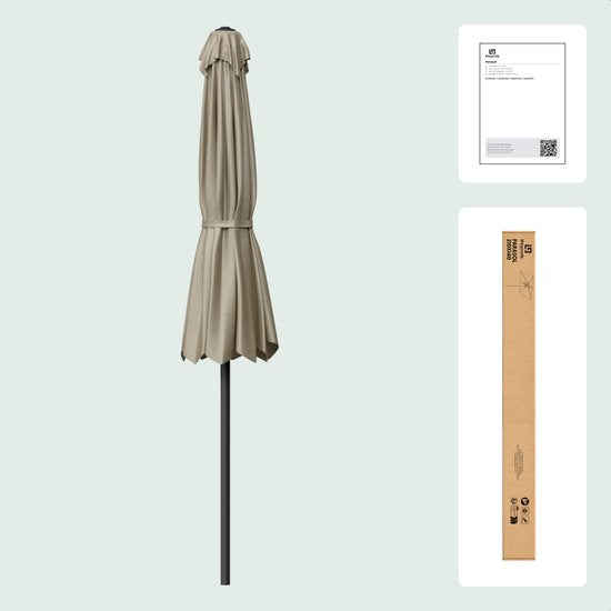LifeGoods Parasol - Tuin - 210x140cm - 30° Kantelbaar - Waterdicht - UPF50+ - Taupe