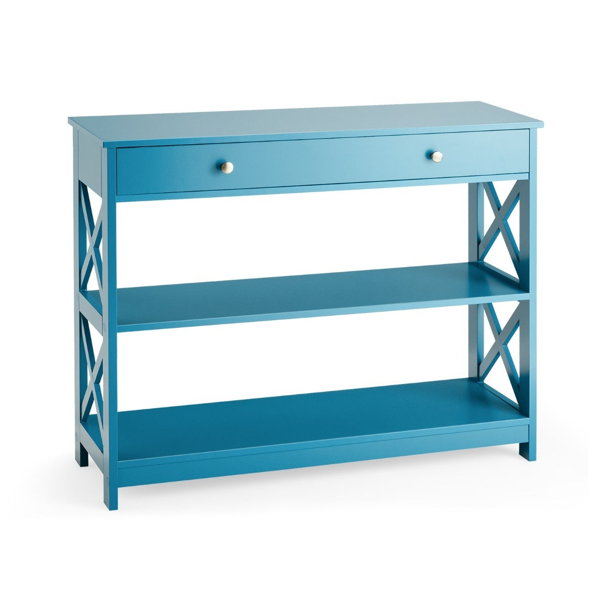 Coast 3 NIVEAS CONSOL TABEL MET LADE & 2 planken en X-vormige benen blauw
