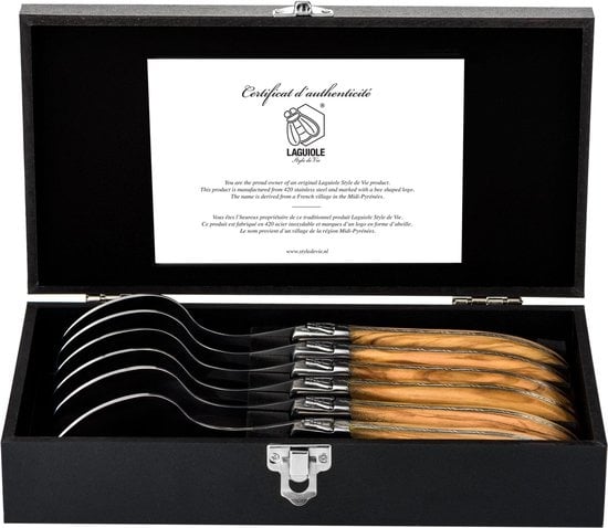 Laguiole Style de Vie Lepels Luxury Line - 6-delig - Olijfhout