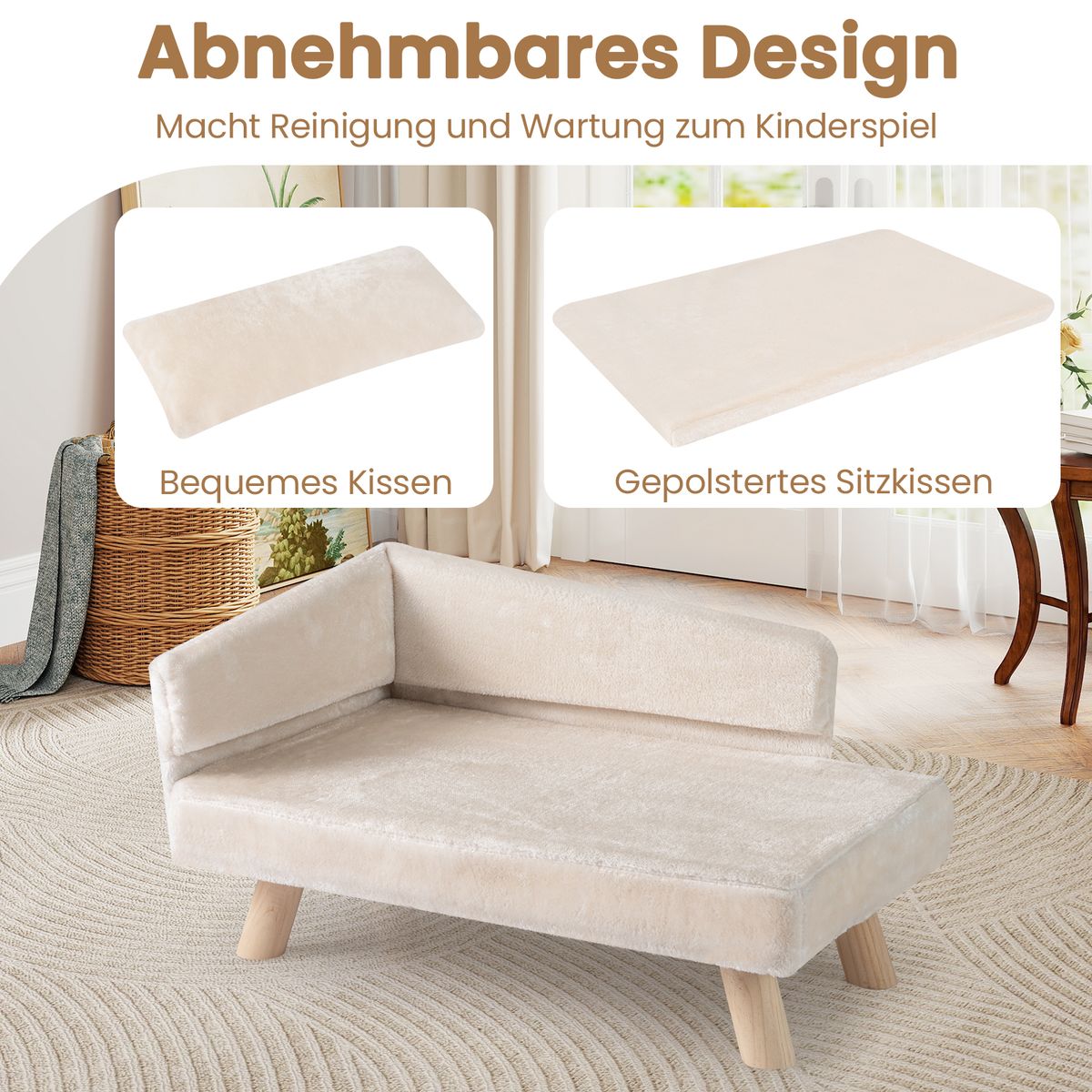 Coast Huisdierensofa - verhoogd ontwerp - voor kleine en middelgrote honden en katten - wit
