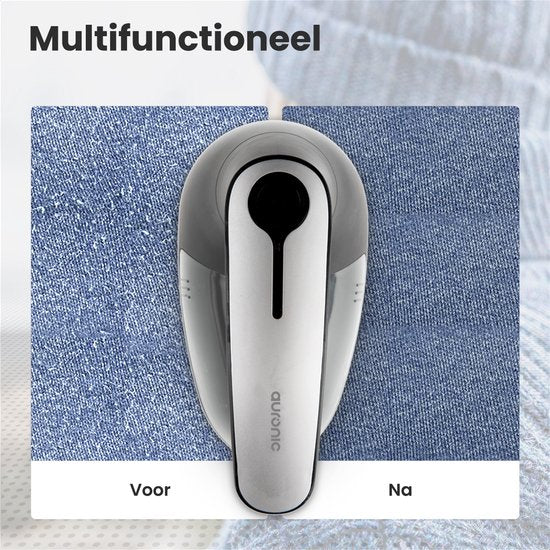 Auronic Elektrische Pluizenverwijderaar - Draadloze Ontpiller - Accuduur 60 minuten - Pluizentondeuse - 2 Extra Opzetstukken - Grijs