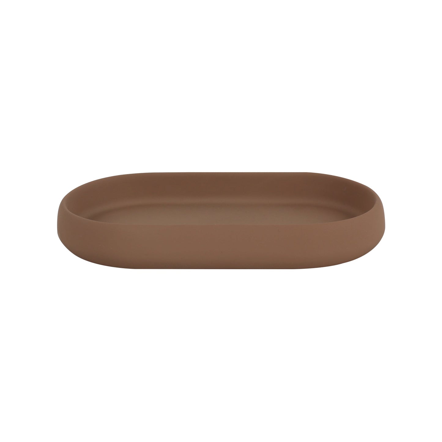 Furnihaus Keramische Badset 4-Delig – Bruin Met Rubber Coating – Stoneware Badkamer Accessoires