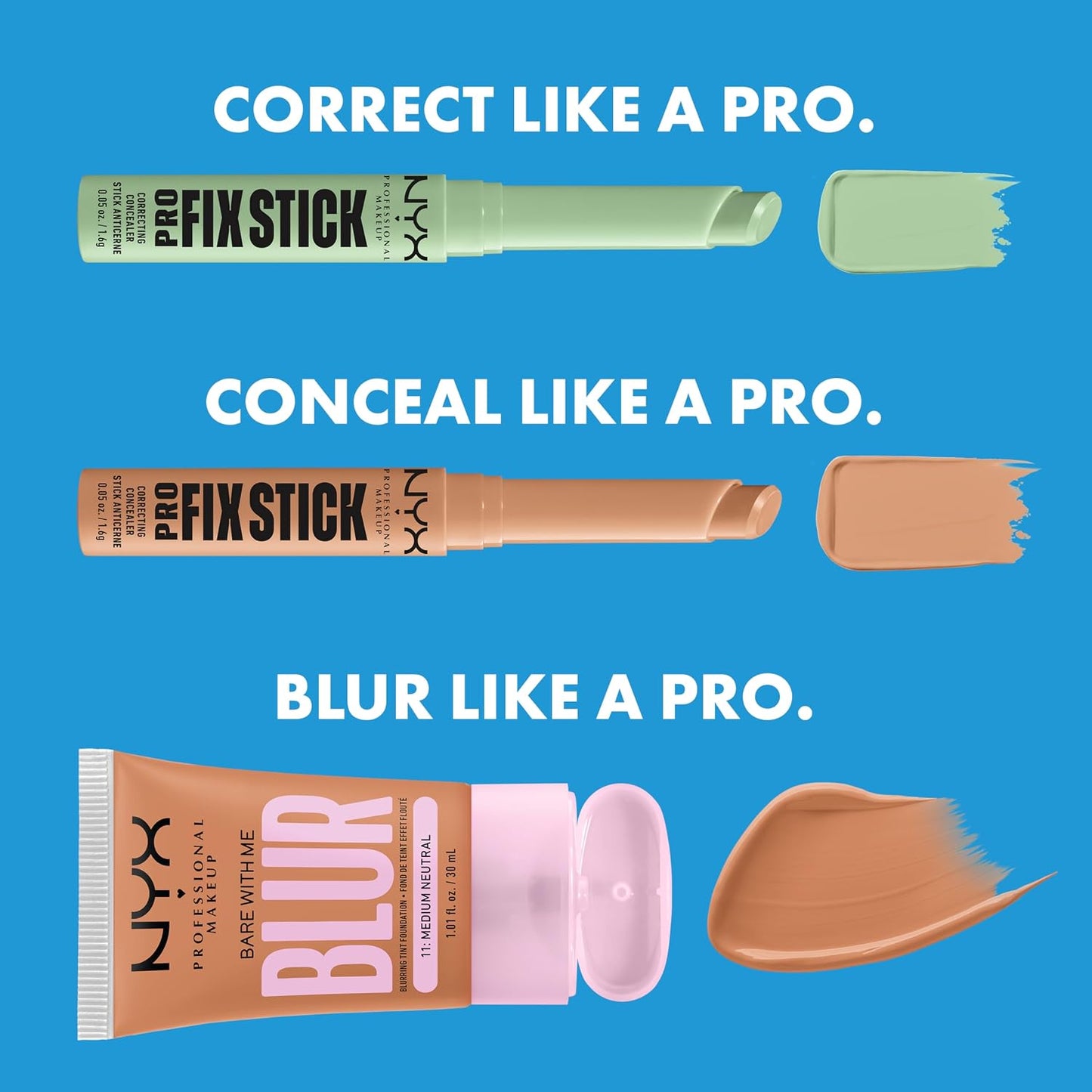 Nyx Professional Makeup Pro Fix Concealer Stick - Brick Red - Corrigeert Donkere Kringen & Onzuiverheden - 13x13x110mm