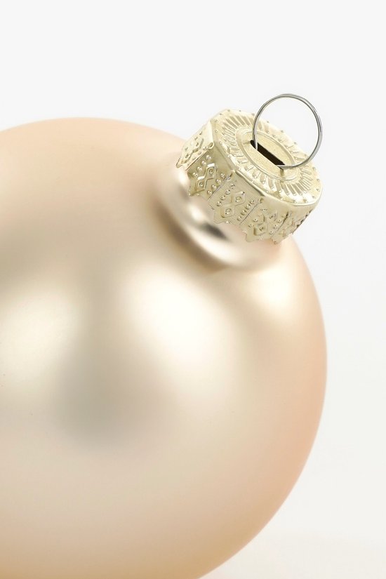 Mica Decorations Kerstballen - 26 Stuks - Kerstversiering voor de Kerstboom - Glimmende en Glitter Ornamenten - Piek en Ballen in Diverse Formaten - Ø7 cm - Crème