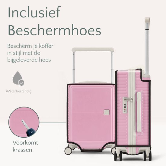 SC City Walker - Medium Reiskoffer 77L - Lichtgewicht & Sterk - 360° Spinner Wielen - Origineel TSA-slot - Inclusief Beschermhoes & Wetpouch - 66 x 45 x 26 cm - Roze