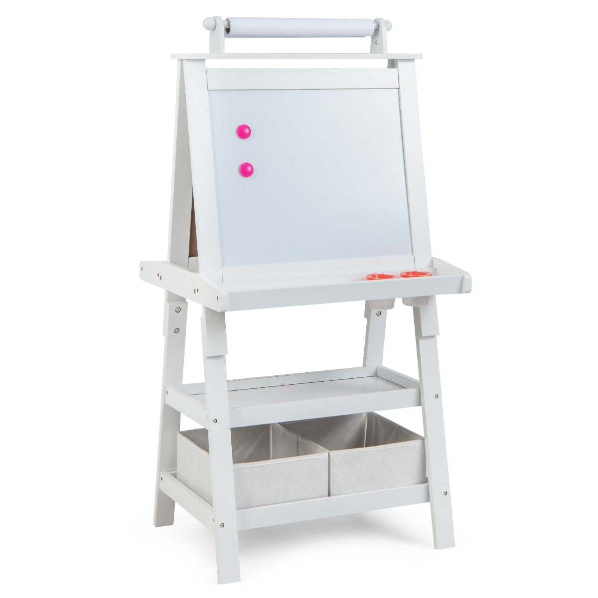 Coast 3 in 1 Kinderschildersezel - Whiteboard & Krijtbord - incl. Magneten 2 Legplanken - Beige - 59 x 50 x 117 cm