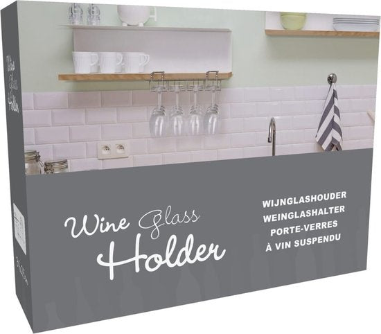 Wijnrek voor 12 glazen - 34x25x9cm - Zilverkleurig metaal - 12 wijnglazen