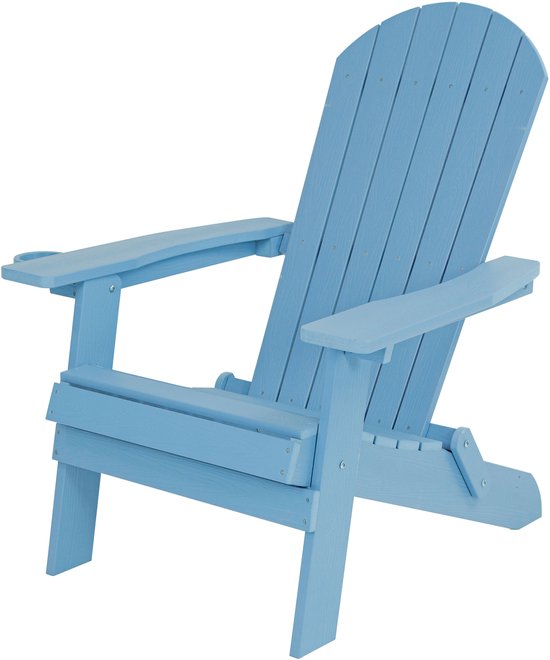 AXI Claire Adirondack Stoel Blauw – Kunststof loungestoel met armleuningen – Opklapbaar - Hoge rugleuning - Tuinstoel - 84,5 x 77 x 95,5 cm - Duurzaam & weerbestendig
