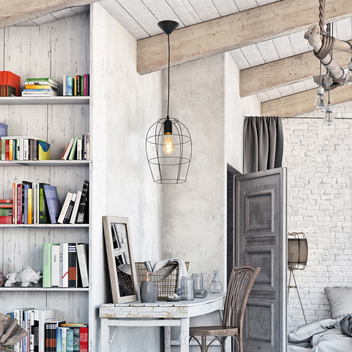 Hanglamp Minimalics 2705ZW – Zwart, verstelbaar van 35 cm tot 185 cm, Scandinavisch design, met E27 fitting, van merk Mexlite, gemaakt van metaal, kunststof en elektronica