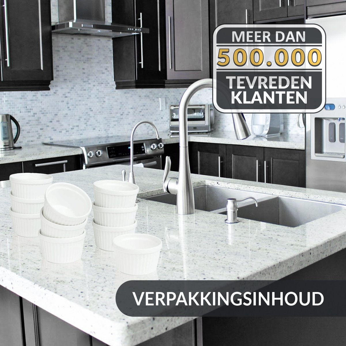 Chefarone Mini Ronde Ovenschalen – Mini Vormpjes – Bakvormen – Keramiek – 200 ML - Set Van 10 - Wit