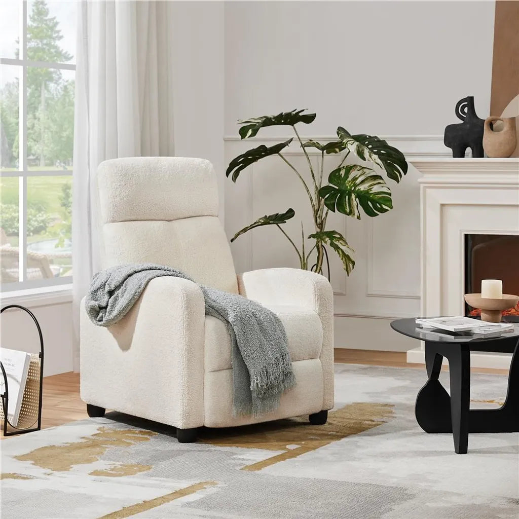 Yaheetech Relaxfauteuil Tv-fauteuil met Slaapfunctie, Wit