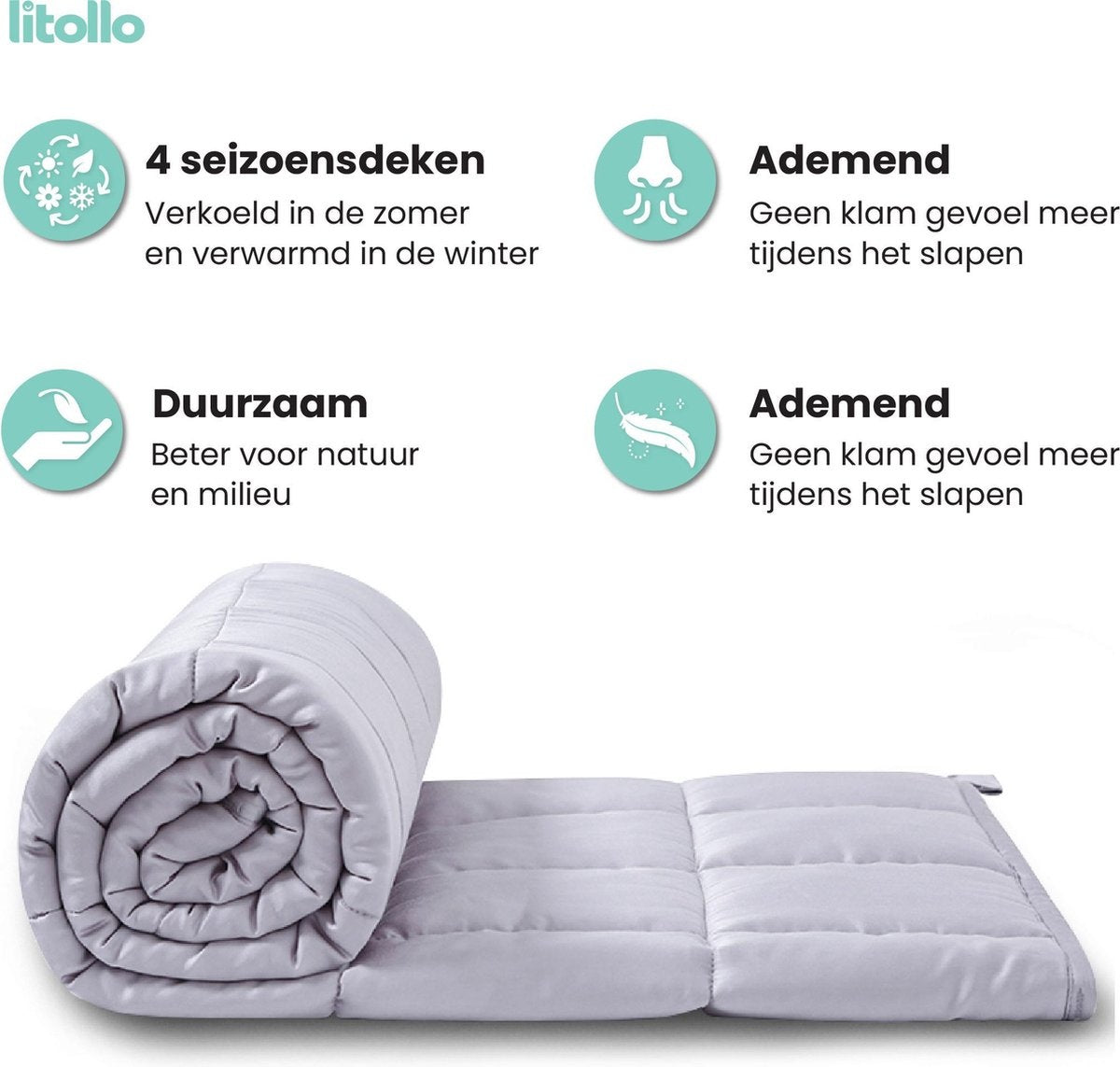 Litollo Verzwaringsdeken kind 4,5 kg - Weighted Blanket - Duurzaam Bamboe Materiaal - Antraciet - 100x150cm