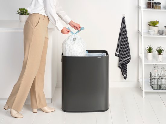 Brabantia Bo Touch Bin Prullenbak - 2 x 30 liter - Afvalscheiding - Confident Grey