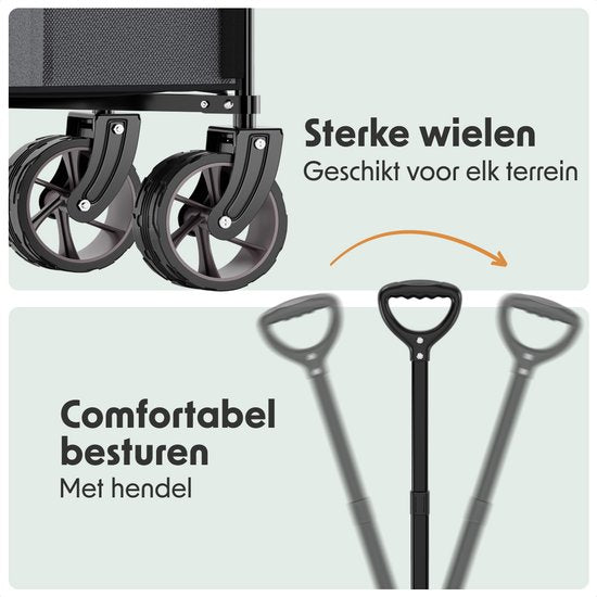 LifeGoods Bolderkar XL - 200L - Opvouwbaar - 100KG - Bolderwagen - Beschermhoes - Grijs