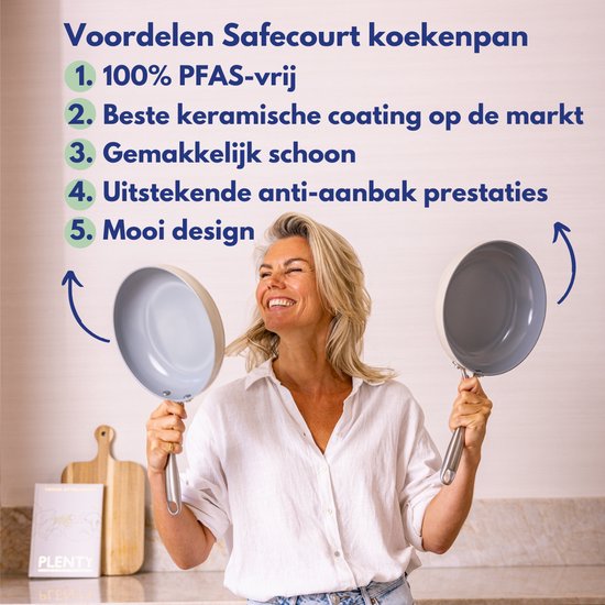 Safecourt Kitchen Keramische koekenpannen - [2 stuks] - Ø 24 cm Pannen - Inductie, Elektrisch, Keramisch & Gas - PFAS & PTFE vrij