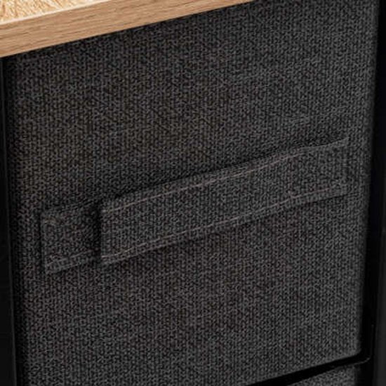 5Five Opbergmandkastje/badkamerkast - 4x manden - 20 x 48 x 77 cm - metaal/hout/stof - donkergrijs