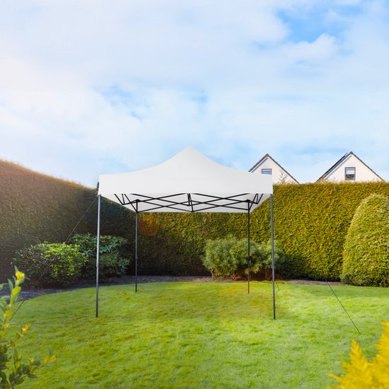 VONROC Partytent - 3x3 m – Premium easy-up Partytent - Modulair Ontwerp – Opvouwbaar – Waterdicht – Stalen Frame - 50+ UV Bescherming - Incl. Opbergtas - Wit
