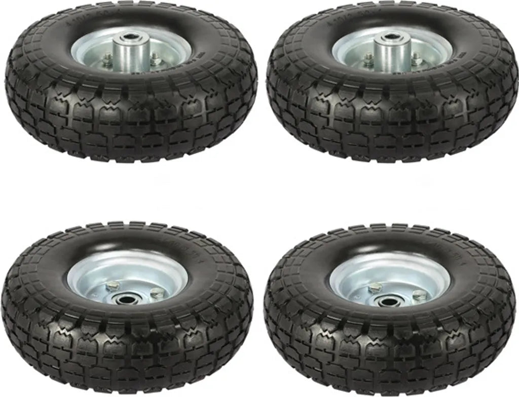 Yaheetech Massieve PU Wielen Set van 4 - Ø255 mm - Lekvrije Vervangingswielen met Metalen Velg voor Steekwagen en Kruiwagen