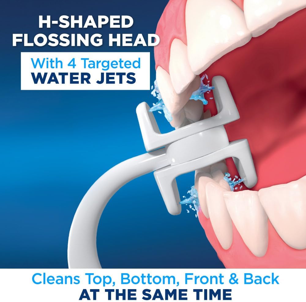 Ontel Miracle Smile Waterflosser - Cordless Mondirrigator met H-Vormige Flosser Kop - 4 Waterstralen - 3 Drukstanden - USB Oplaadbaar