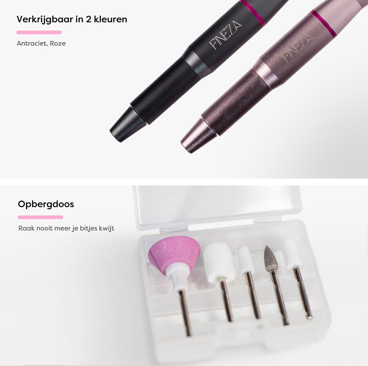 Fineza Elektrische Nagelfrees Set met Bitjes – Manicure & Pedicureapparaat – Nagelvijl - Antraciet
