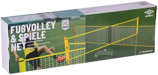 Umbro Sportnet - Spelletjes Set - 168 x 400 CM - 4 Vakken - Volleybalnet - Badminton - Voetvolley - Crossnet - Zwart/Geel