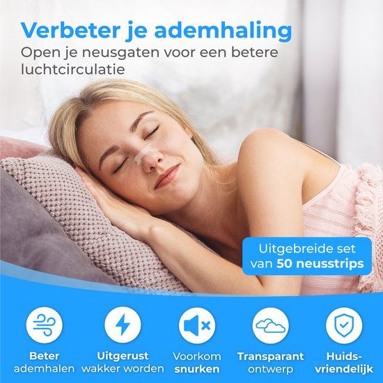 Nuvance - Neusstrips 50 Stuks - Neuspleisters - Transparant - Anti Snurk Pleisters voor Goede Nachtrust - Neusspreider - Stop met Snurken