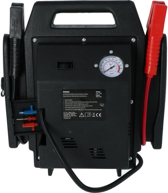 Carpoint Jumpstarter – 12 Volt – Met luchtcompressor - Piekvermogen 400A – Opladen met 230 Volt of 12 Volt adapter – Maximale druk compressor 18 BAR/260 PSI – Ingebouwde LED verlichting – Afmeting 365x345x175mm