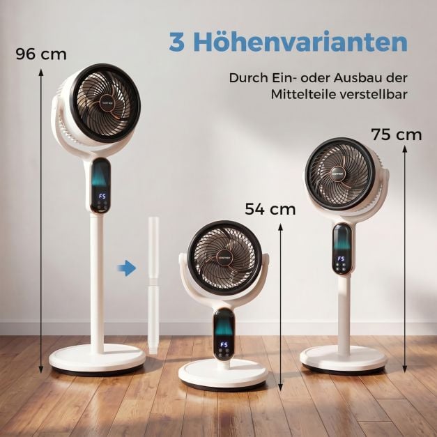 Coast Verstelbare Statiefventilator – 8 Snelheden – 54-96 cm – Wit