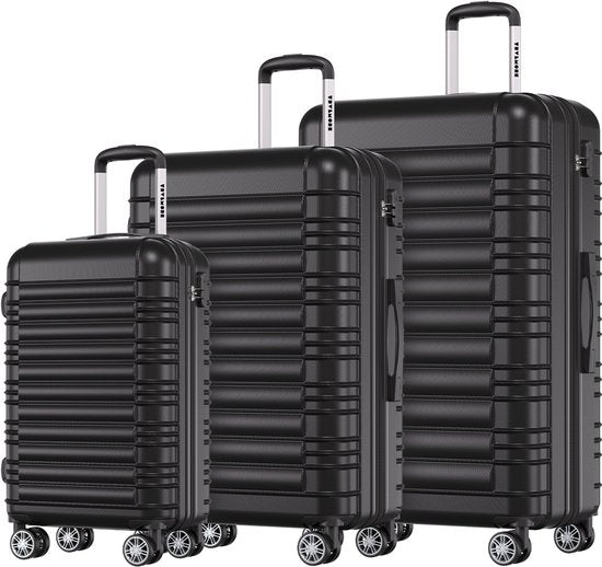 TRVLMORE Kofferset - 3 Delig - 38L Handbagage + 70L en 110L Ruimbagage - Lichtgewicht - Trolley - Reiskoffer Set - Zwart