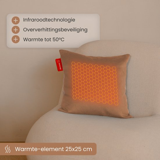 Auronic Warmtekussen - Classic - 45x60 - Draadloos - Oplaadbaar - Elektrisch kussen - Infrarood - Poederroze