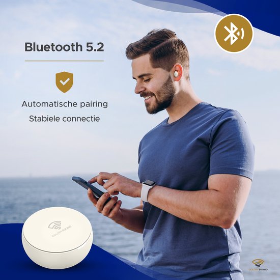 Golden Sound Oordopjes slapen - Draadloze oordopjes - Oortjes draadloos - Sleep Plugs - Active Noise Cancelling 24dB - Slaap oordopjes - Geschikt voor elke laptop en smartphone - Wit