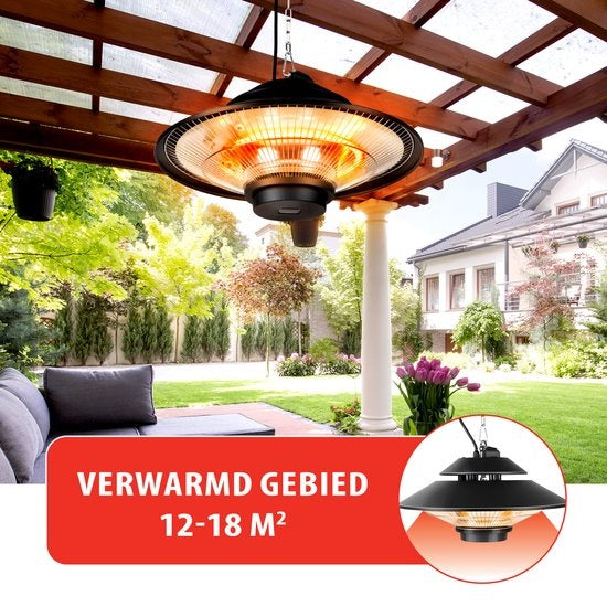 alpina Heater Terrasverwarmer - Infrarood Verwarming - IP44 Spatwaterdicht - 1500W - Zwart