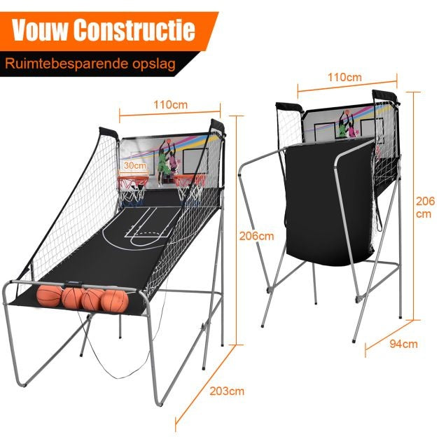 Coast Binnen Elektronische Basketbal Spel - Basketbalgooi Machine - Elektronische Automatische Score- Incl 4 Ballen - Zwart