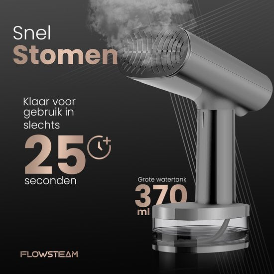 FLOWSTEAM® Luxe Kledingstomer - Handstomer - Stoomapparaat Kleding - Matte Gray Edition